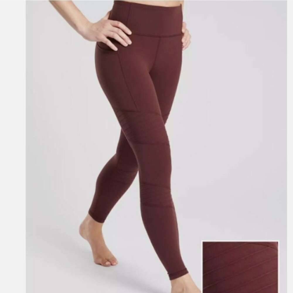 Athleta Inclination Moto Tight High Rise Burgundy Leggings Size XS